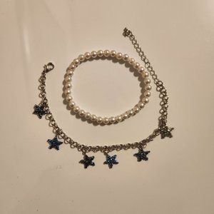 White Blue and Silver Bracelet Set.